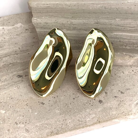 New ~ Anthropologie Shashi Barcelona Stud Gold Earrings - Picture 3 of 12